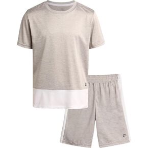 RBX Boys' Active Shorts Set - 2 Piece Performance T-Shirt and Gym Shorts - Athletic Matching Sports Outfit for Boys (4-12)