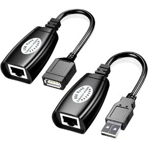 Siawclub USB Over Ethernet Extender to Rj45 Adapter for Cat 6/6e/5/5e UP to 50m/164ft, USB to Ethernet Adapter for Laptop, Compatible with Computers, Mobile Phones, Keyboards, U Disks, Printers