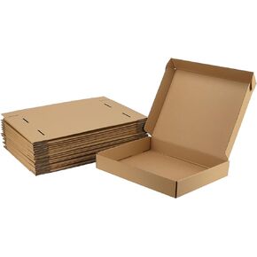 Trwcrt Shipping Boxes 13x10x2 Set of 20, Corrugated Cardboard Box for Packing Small Business, Brown