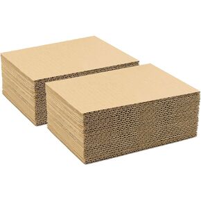 Golden State Art, 50 pack 5x7 Corrugated Cardboard Sheets Cardboard Inserts Flat Cardboard Layer Pads for Packing, Mailing or Art Crafts (1/8" Thick, Brown)