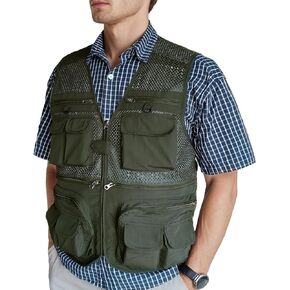 TWENPHYO Versatile Men's Summer Vest for Fishing, Travel, Outdoor Work, Safari and Photography with Multiple Pockets