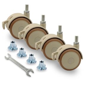 NERILEE 2" Stem Casters Replacement Casters 4Pcs Threaded Swivel Furniture Caster Wheels with Brakes 90Lbs (M8-1.25 x 15mm)