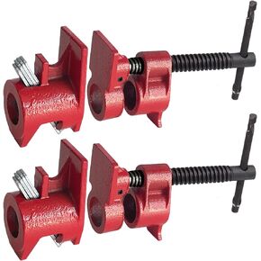 Sutekus 2Pack Pipe Clamps 3/4 Inch Wood Gluing Pipe Clamp Set with H-shaped Feet Bar Clamps Heavy Duty Woodworking Cast Iron Clamp Fixture (3/4 Inch)