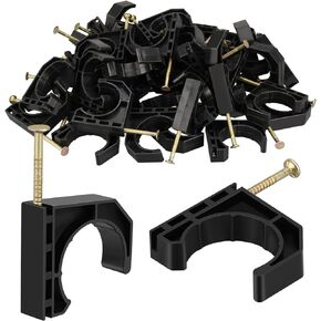 50 Pack Pack Half Clamps J-Hook with Nails Set, 1" J-Hooks, J Clamps for PEX, Copper, CPVC Tubing Connections (1", 50pcs)
