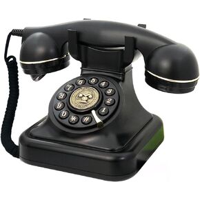 Retro Landline Phone for Home, TelPal Corded Black Old Fashion Phone, 1930's Push Button Antique Telephone, Large Button Vintage Telephone, Power Outage Safe, Redial Button, Classic Retro House Phones