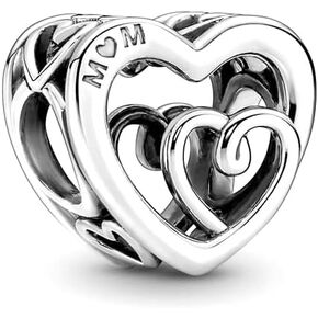 H.ZHENYUE S925 Silver Charm for Bracelet Necklace Sterling Silver Dangles Entwined Infinite Hearts for Women