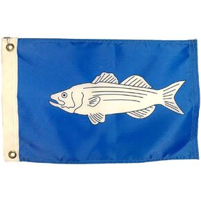 12x18" Striped Bass Boat Fishing Flag ,Durable All-Weather Nylon with grommets for Outdoors, Made in USA