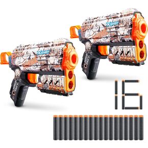 X-Shot Skins Flux - Sonic Hyper Spike X (2 Pack + 16 Darts) by ZURU, Easy Reload, Air Pocket Dart Technology, Toy Foam Dart Blaster for Kids, Teens, and Adults, Frustration Free Packaging