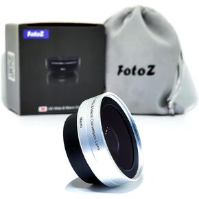 FotoZ 40.5 مم 0.75x عدسة تحويل زاوية واسعة (ث/ماكرو)، عدسة Mini HD عريضة وماكرو، لملحقات Sony ZV-1F ZV-E10 A6100 A6400 A6600 A6700، متوافقة مع عدة عدسات 16-50 مم (SELP1650) (فضي)