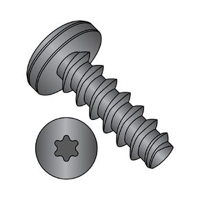 Small Parts 0606LTPB Steel Thread Rolling Screw for Plastic, Black Oxide Finish, Pan Head, Star Drive, #6-19 Thread Size, 3/8" Length (Pack of 100)