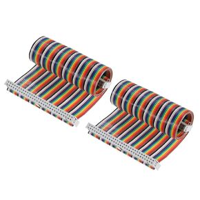 uxcell 2Pcs Flat Ribbon Cable 2.54mm Pitch 60 Pin Female to Female Rainbow IDC Flat Ribbon Wire Connector 30cm Length Wires