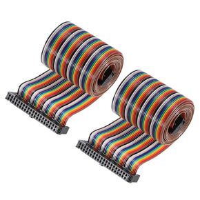 uxcell 2Pcs Flat Ribbon Cable 2.54mm Pitch 40 Pin Type-C Rainbow IDC Flat Ribbon Wire Connector 118cm Length Wires