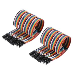 uxcell 2Pcs Flat Ribbon Cable 2.25mm to 2mm Pitch 40 Pin Female to Female Rainbow IDC Flat Ribbon Wire Connector 21cm Length Wires