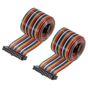uxcell 2Pcs Flat Ribbon Cable 2.54mm Pitch 26 Pin Female to Female Rainbow IDC Flat Ribbon Wire Connector 118cm Length Wires