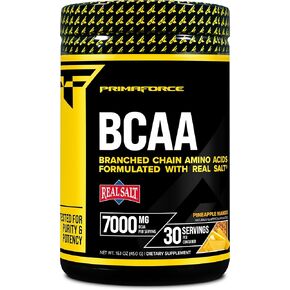 Primaforce BCAA Powder (Pineapple Mango) (30 Servings) - 7000MG 2:1:1 BCAAs, Post-Workout Recovery Drink with Amino Acids and Real Salt for Men & Women