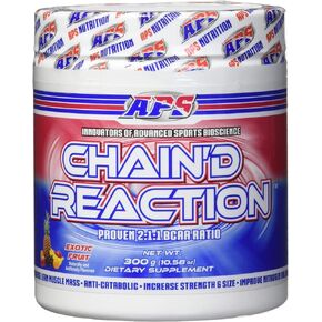 Chain'd Reaction BCAA Powder - Muscle Building Amino Acid Recovery Aid for More Strength & Size, Rocket Pop, 300 Gram