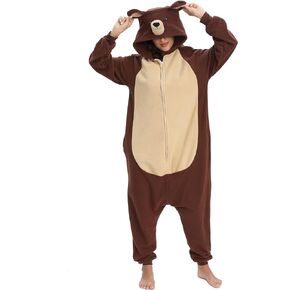 Wishliker Unisex Adult Bear Onesie Costume Halloween Christmas One Piece Cosplay Animal Cartoon Pajamas S