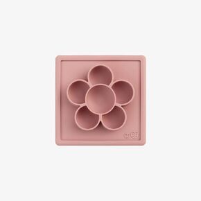 ezpz Mini Play Mat for 12 Months+ - 100% Silicone Suction Flower Plate with Built-in Placemat for Infants + Toddlers - Crafting + Snacks - Divided Plate - Dishwasher Safe (Blush)