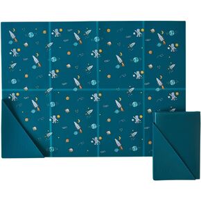 Austin Baby Co Silicone Placemat – Stain Resistant Portable Place Mats – Food Grade Silicone, Dishwasher Safe and Folds into Pocket for Easy Storage On The Go (Space Galaxy Blue)