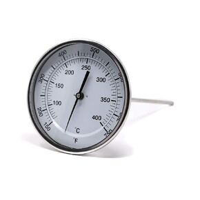 PIC Gauges B5B12-AA SS Case Bimetal Thermometer, 316 SS Stem, Back Angle Connection, 5" Dial, 12" Stem Length, -40/120° F & -40/50° C Temperature Range
