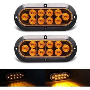 TMH 6" Oval Red LED Trailer Tail Light Surface Mount 10 LED Waterproof Stop Brake Turn Trailer Lights for Truck RV Bus Lorry Low-High Brightness 12V DC, 2PCS
