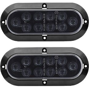 TMH 6" Oval Red LED Trailer Tail Light Surface Mount 10 LED Waterproof Stop Brake Turn Trailer Lights for Truck RV Bus Lorry Low-High Brightness 12V DC, 2PCS
