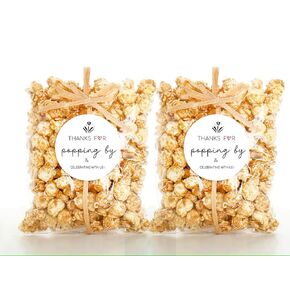 120Pcs Popcorn Party Favors: 'Thanks For Popping By & Celebrating with Us' Stickers - Unique Baby Shower, Movie Night, Gathering Decorations