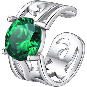 925 Sterling Silver CZ Cuff Earrings Huggie Hoops for Women Vintage Celtic Knot Ear Cuffs with Emerald Birthstone
