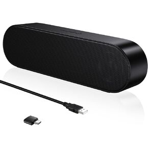 LOKIFT Computer Speakers, Wired Single USB-Powered Sound-bar with Dual 5W Stereo Sound for PC Desktop Monitor, Plug-n-Play (USB-C to USB Adapter Included) in Kuwait