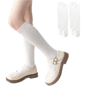 PLZSITDOWN 2 Pairs Girls Knee High Socks School Uniform Socks Long Socks for Girls Seamless Toddler Dress Socks