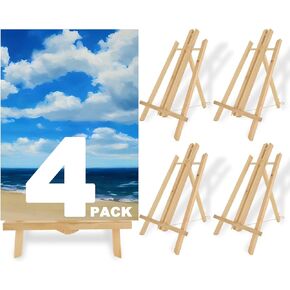 WOPPLXY 4 Pack Wooden Easel, 16 Inch Tabletop Easel Stand for Painting Canvases, Art, and Crafts, Tabletop Display Artist Easel Stand for Display Wooden Small Easels Portable Photo Picture Sign Holder
