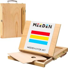 MEEDEN Table Sketch Box Easel -Portable Solid Beech Tabletop Wood Easel Drawing & Sketching Board with Storage Drawer & Palette for Beginner Artist, Art Students & Kids, Canvas up to 11" × 14"