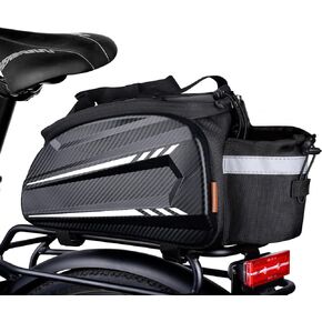 LEMEGO Bike Rack Bag EVA Waterproof Bike Pannier Bag 10L Bicycle Rear Rack Bag Seat Bag With Shoulder Strap & Rain Cover For Cycling Travel Commute