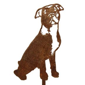 Corten Steel American Pit Bull Terrier Dog Silhouette Yard Stake (Small)