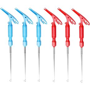 SquEqu 6 Pack Fish Hook Remover Tool Security Extractor 3in1 Fishhook Disconnect Removal Dehooker Fishing Line Knot Tyer Quick Tie Fly Nail Knot Angler Tying Tools Kit Device for Hooks Lures Lines