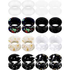 Cisyozi 8 Pairs Ultra Thin Silicone Ear Gauges Flexible Ear Tunnels Plugs Stretchers Expander Double Flared Flesh Gauge Earlets Plug Gauges Kit Retainer Piercing Jewelry for Women Men 6G-20mm