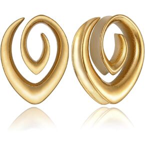LADEMAYH Saddle Plugs for Ears Gauges, Gold 0g Spiral Gauges for Ears, Stainless Steel 316L Ear Tunnels Gauges for Men Ear Stretching Gauge Earrings for Women