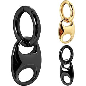 DEWGEM Cute Dangle Ear Gauges for Women Gold Ear Hangers for Ear Tunnels Hoops Dangling Ear Plugs Fashionable Black Dangle Gauges for Stretched Ears Ear Plugs Size 6G 4G 2G 0G 00G