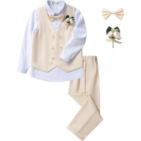 Boys Vest and Pants Set 5 Piece Formal Dress Boy Suits for Kids Toddler Wedding Communion