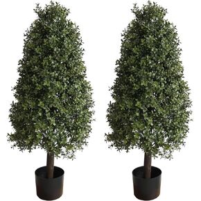 30'' Artificial Boxwood Cader Shape Topiary Trees UV Resistant Artificial Outdoor Plants for Porch Faux Topiary Set of 2