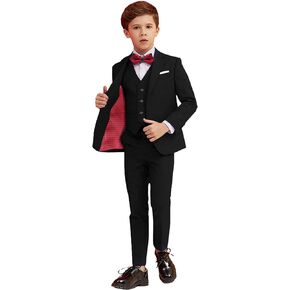 Boy Suits 5 Piece Slim Fit Suit for Kids Toddler Formal Set Wedding Ring Bearer Outfit