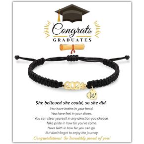 Graduation Gifts for Her 2024 Initial Bracelets for Women High School College Graduation Gifts for Teen Girls 5th 8th Grade Masters Degree Letter A-Z Bracelet Daughter Granddaughter Girlfriend Jewelry