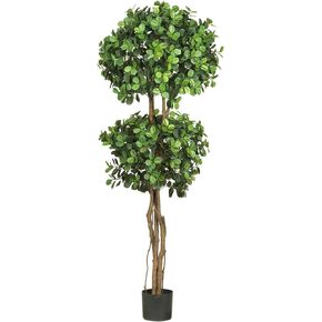 Nearly Natural 5.5ft. Eucalyptus Double Ball Topiary Silk Tree