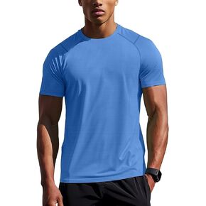 Mens Athletic Shirts Short Sleeve Quick Dry Gym Workout Running Exercise T-Shirt Lightweight Moisture Wikcing Sports Tee Top