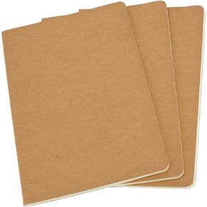 Set of 3 Kraft Cover Journals: 8.25x5.5 inches, 100gsm Ivory Pages, 30 Sheets (60 Pages), Blank, DIY-friendly, and Versatile for Daily Use
