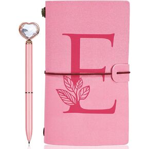 JEWPHX مجلة شخصية هدية - مجلة جلدية أولية باللون الوردي + مجموعة أقلام الماس على شكل قلب، هدايا مذكرات دفتر السفر، دفاتر ملاحظات قابلة لإعادة الملء، عيد الميلاد، هدايا عيد ميلاد للنساء الفتيات (7.9 بوصة × 4.7 بوصة) (أ) in Kuwait