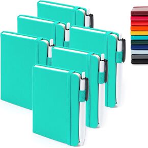 feela 6 Pack Pocket Mini Notebooks Bulk, Small Cute Memo Notepads Hardcover College Ruled Lined Journals with Pen Holder for School Business Work, with 6 Black Pens, 3.5"x 5.5", A6, Gray
