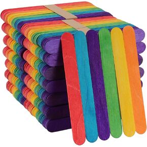 ZEONHAK 1000 PCS 6 Inches Colored Popsicle Sticks, Natural Wooden Lolly Sticks, Lollipop Sticks Jumbo for DIY Model Making Craft Homemade Design