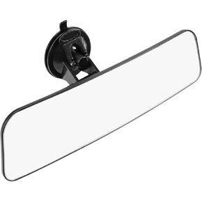12" Large Convex Rear View Mirror, Suction Cup Anti-Glare Rearview Mirror White Mirror with Panoramic Wide Angle Mounted on Windshield for RV Marine Auto Boat Truck SUV Van