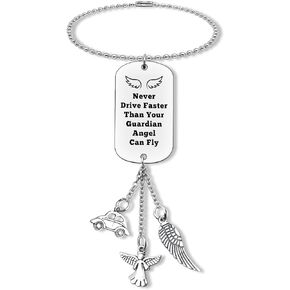 Guardian Angel Hanging Ornaments Car Pendant for Home Vehicle Drive Safe Gifts New Driver Gifts for Son Daughter Niece Nephew Driving License Gifts Sweet 16 Gifts Rearview Mirror Hanging Ornament